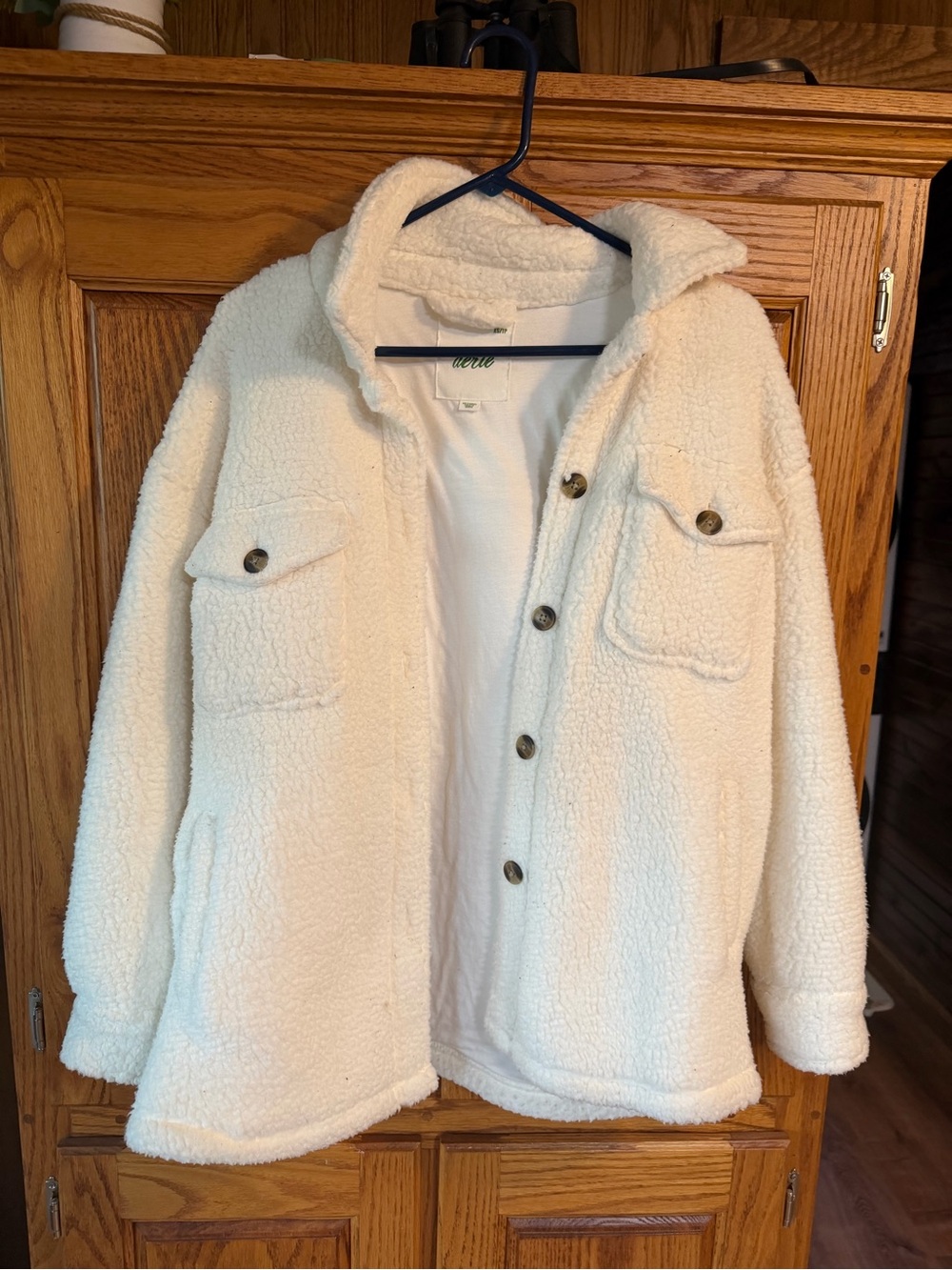 aerie Cream Sherpa Button-Up Jacket